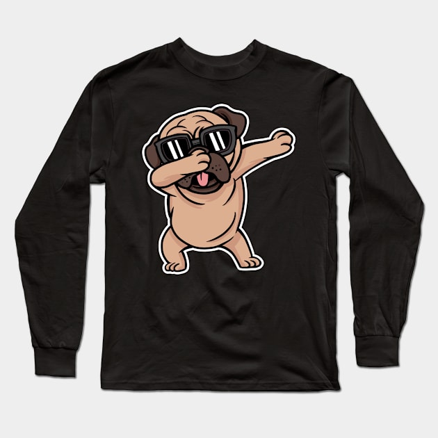 Pug Dabbing Dab Dog Long Sleeve T-Shirt by Tengelmaker